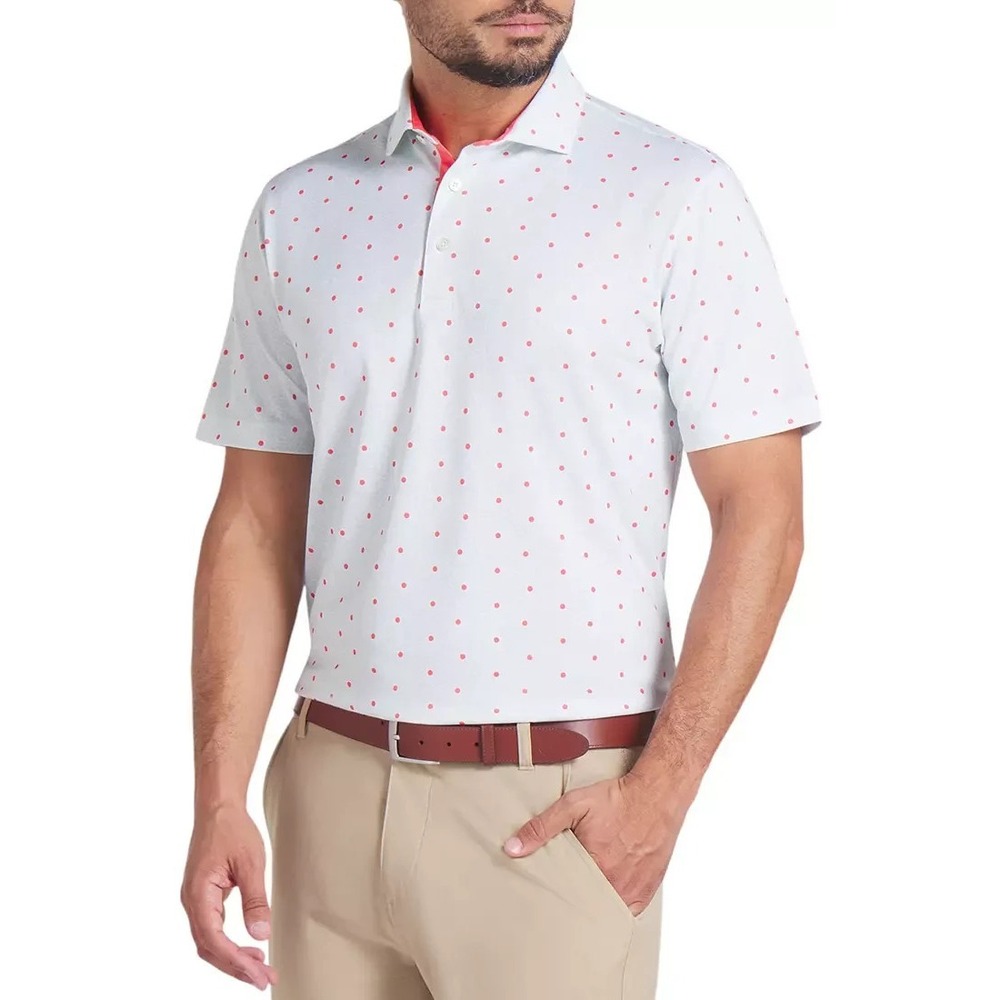 Puma Man's Size L - Pique Botanic Golf Polo - Color Peaceful Blue/Peach Frost